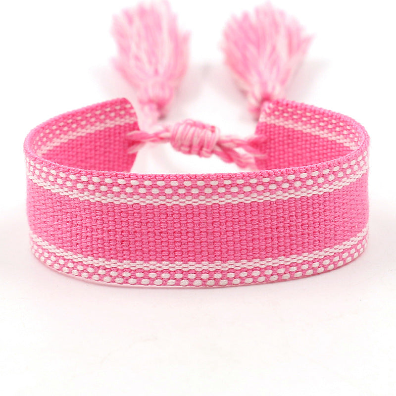 Wholesale Custom Embroidered Tassel Woven DIY Polyester Bracelet !Please Contact Us WhatsApp:+86 151 6820 1735 Custom Service for Help